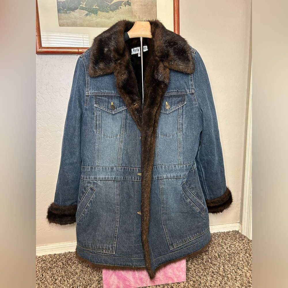 Marvin Richard’s Faux Fur Denim Jacket XL